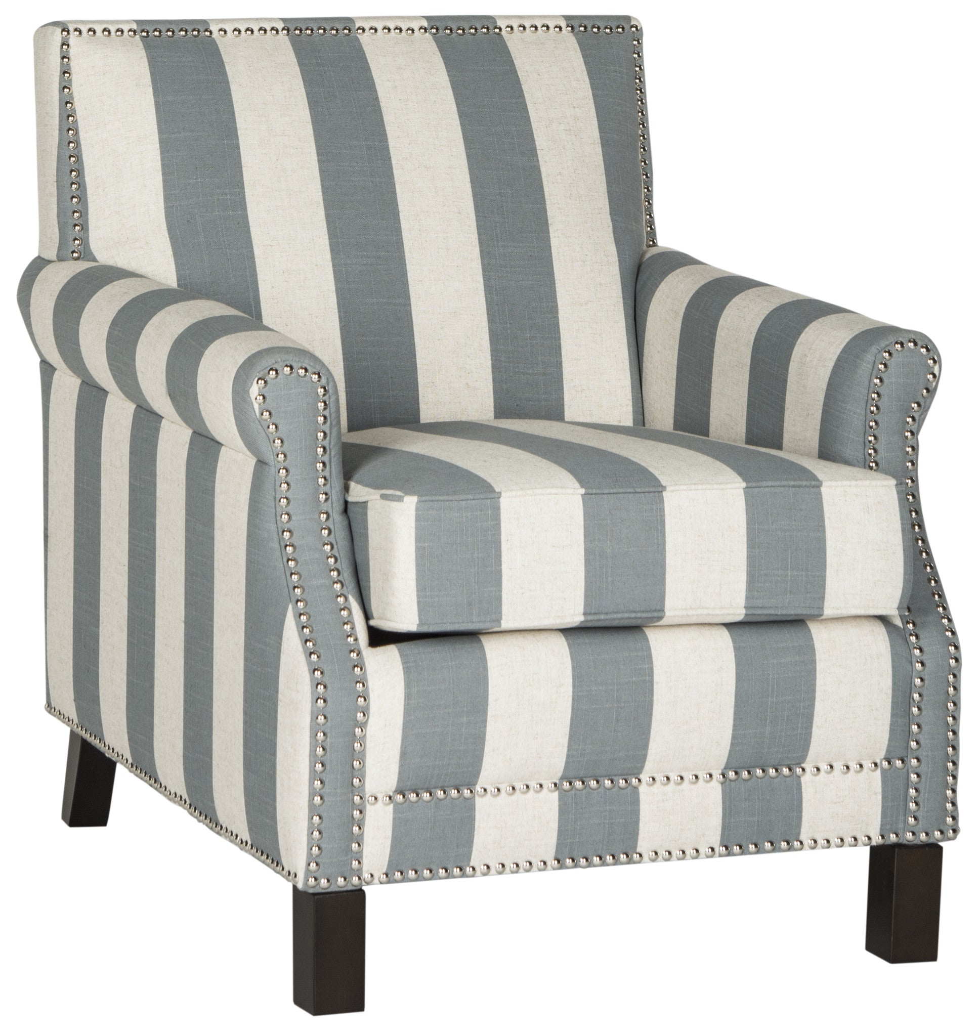 Safavieh Easton Club Chair With Awning Stripes - Silver Nail Heads | Accent Chairs |  Modishstore  - 3
