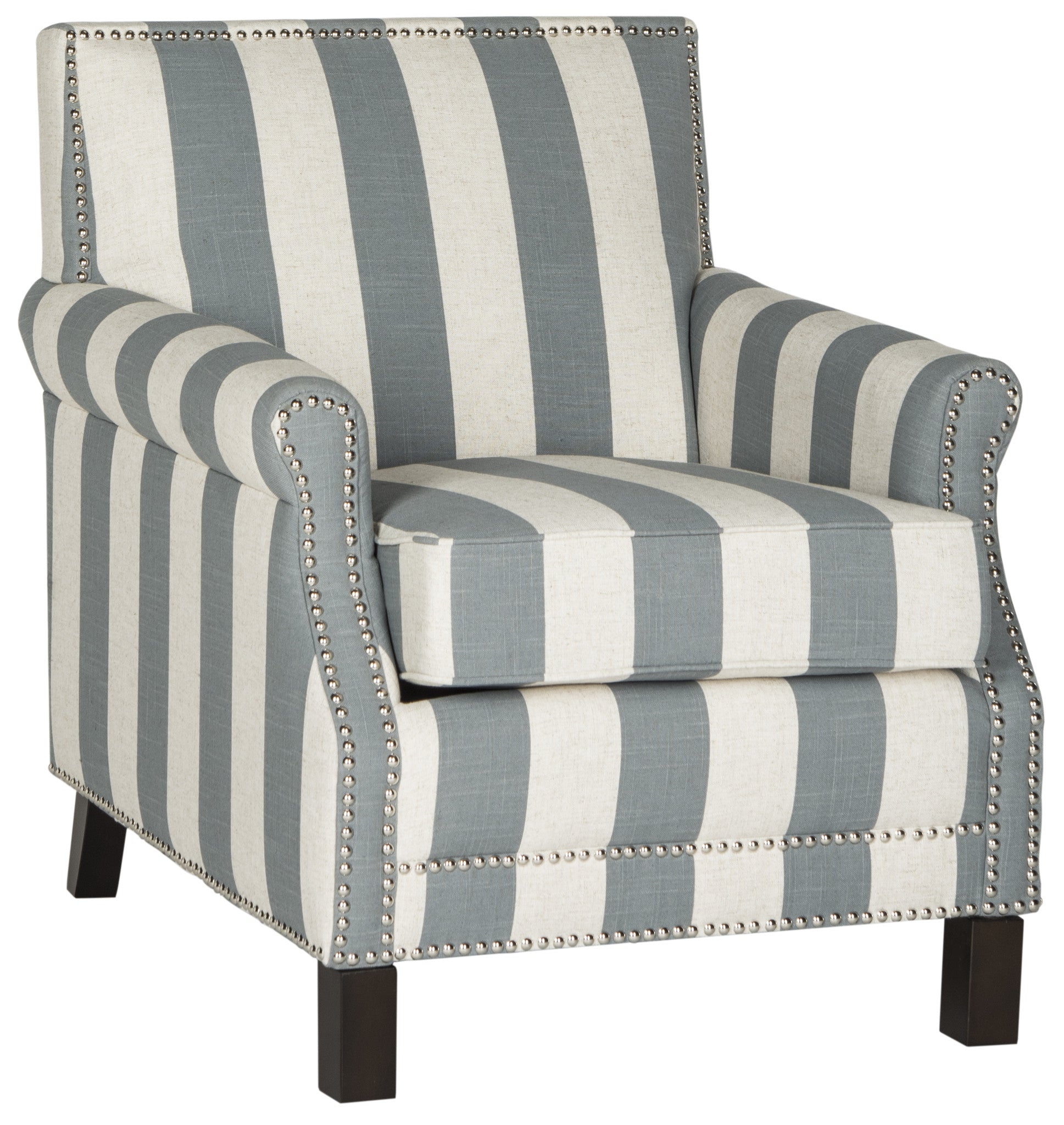 Safavieh Easton Club Chair With Awning Stripes - Silver Nail Heads | Accent Chairs | Modishstore - 3