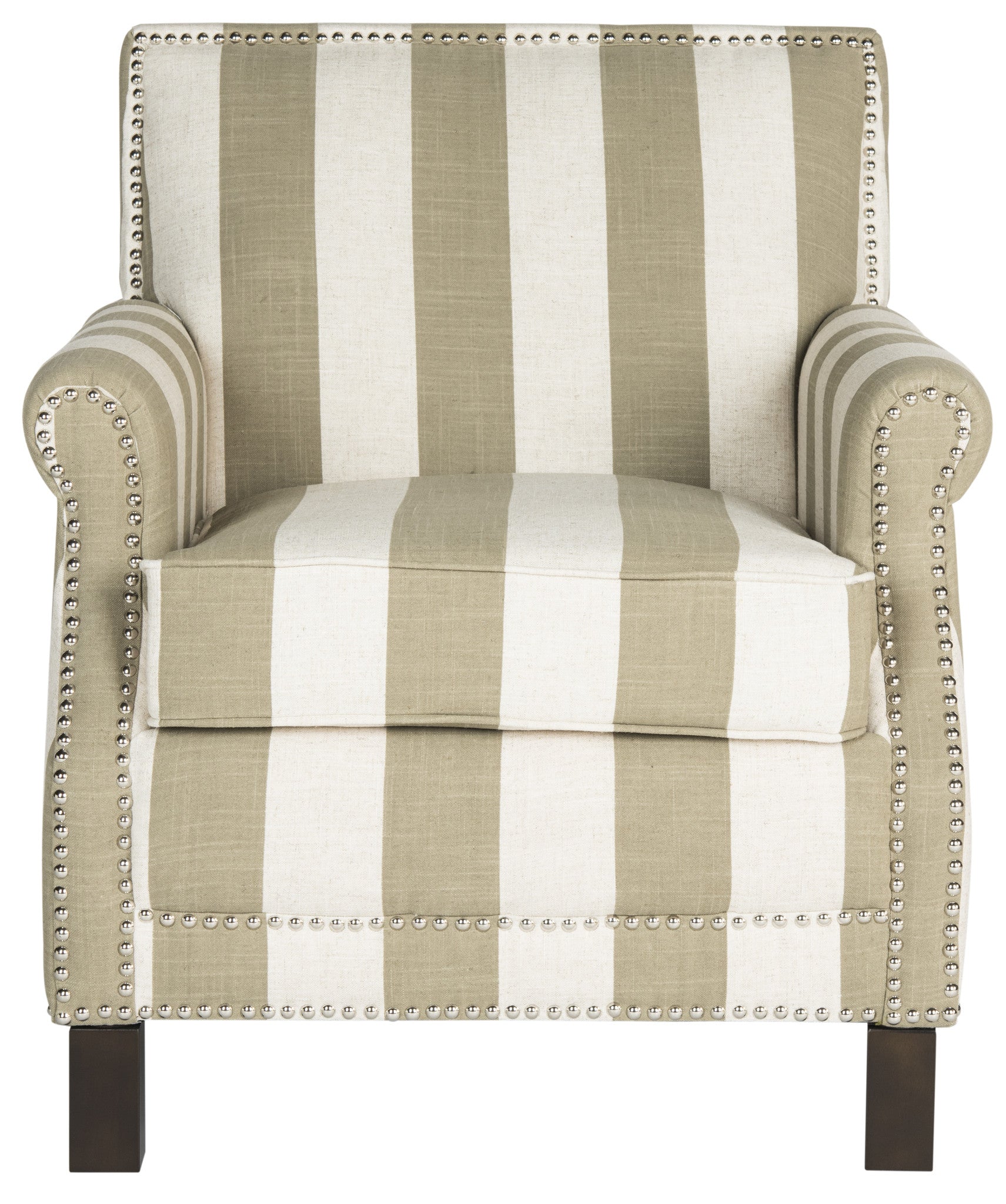 Safavieh Easton Club Chair With Awning Stripes - Silver Nail Heads | Accent Chairs |  Modishstore  - 11