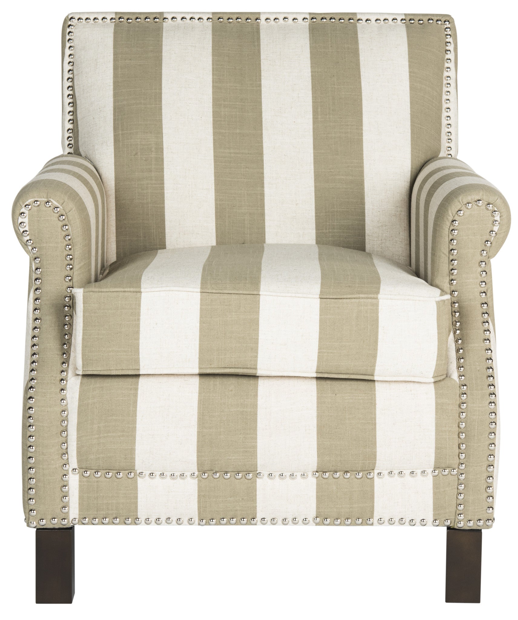 Safavieh Easton Club Chair With Awning Stripes - Silver Nail Heads | Accent Chairs | Modishstore - 11