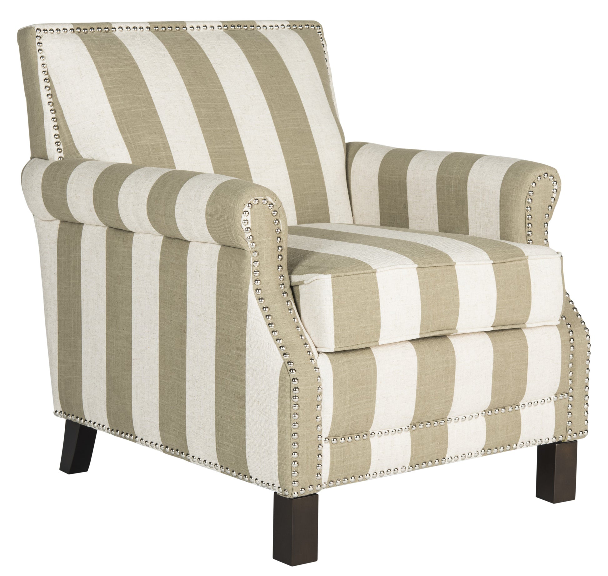 Safavieh Easton Club Chair With Awning Stripes - Silver Nail Heads | Accent Chairs |  Modishstore  - 4
