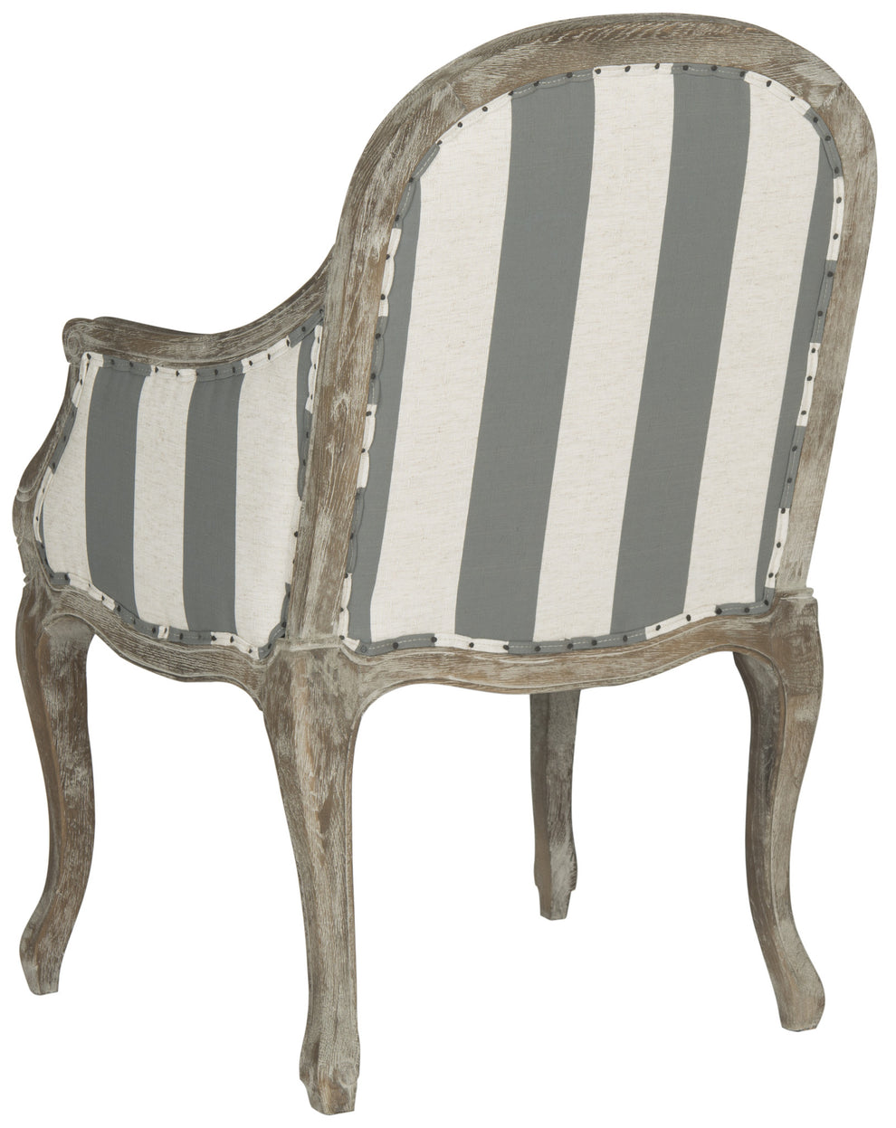 Safavieh Esther Arm Chair With Awning Stripes - Flat Black Nail Heads | Armchairs | Modishstore - 4