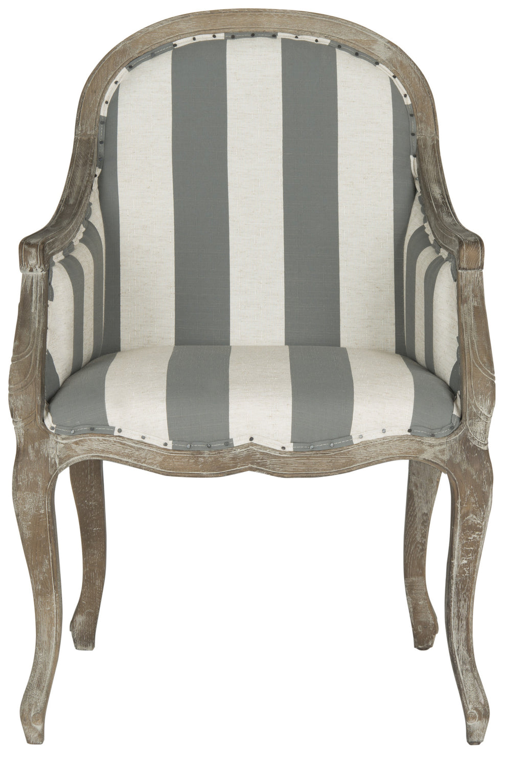 Safavieh Esther Arm Chair With Awning Stripes - Flat Black Nail Heads | Armchairs | Modishstore - 2