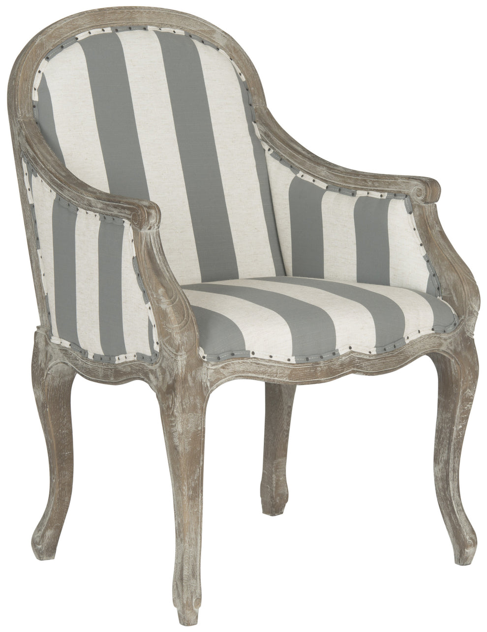 Safavieh Esther Arm Chair With Awning Stripes - Flat Black Nail Heads | Armchairs | Modishstore - 5