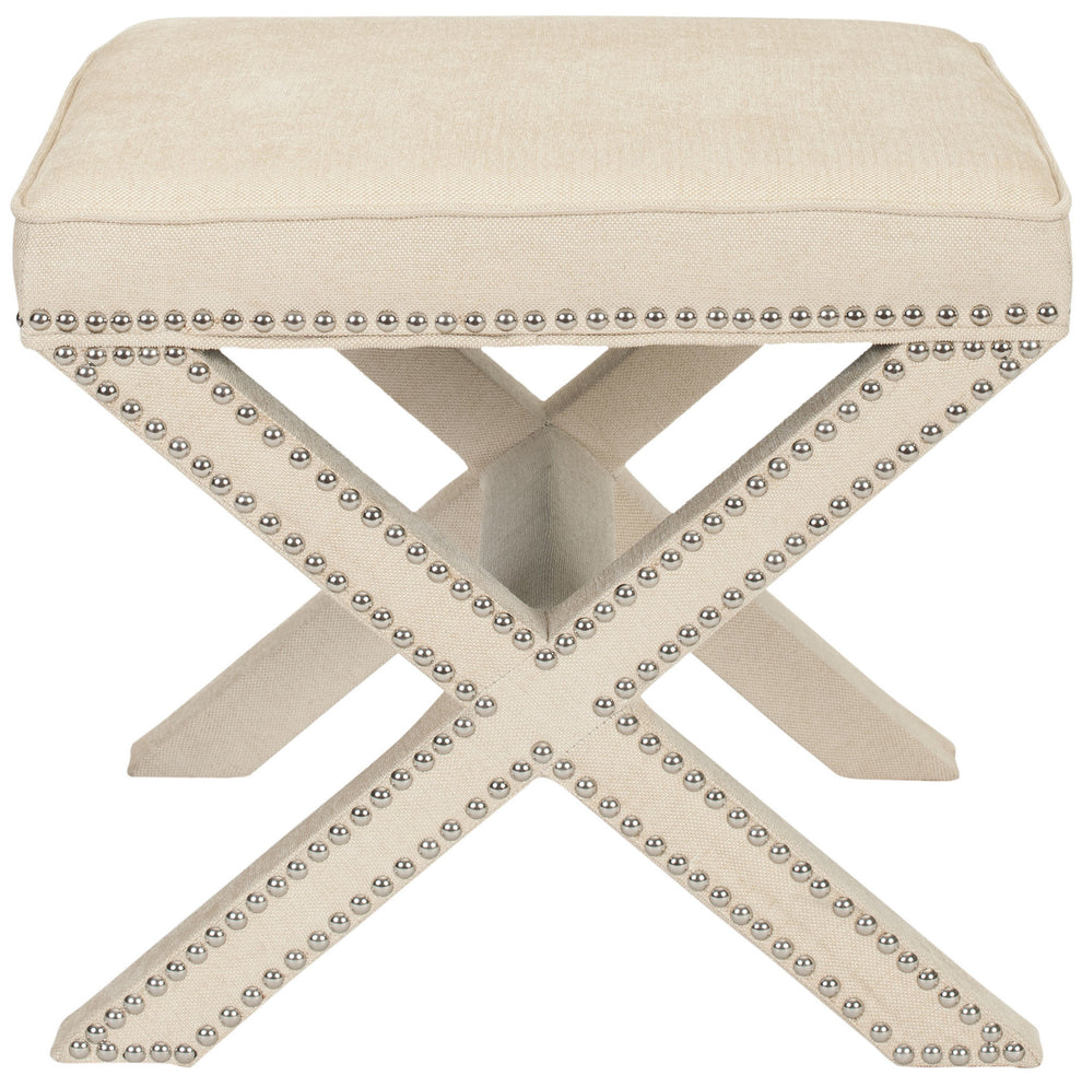 Safavieh Palmer Ottoman - Silver Nail Heads | Ottomans | Modishstore - 2