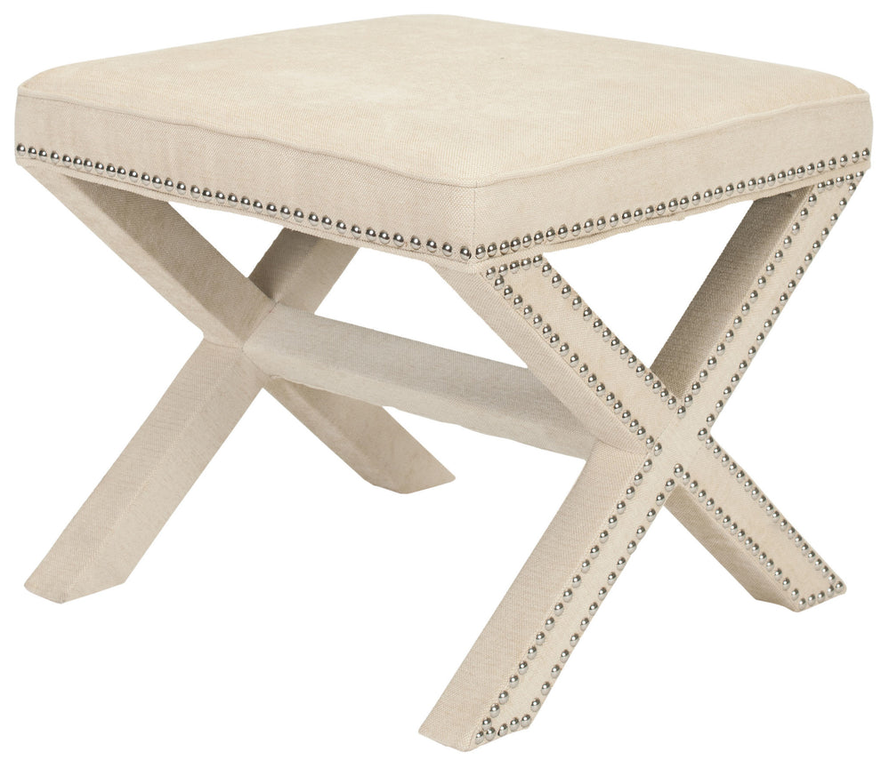 Safavieh Palmer Ottoman - Silver Nail Heads | Ottomans | Modishstore - 7