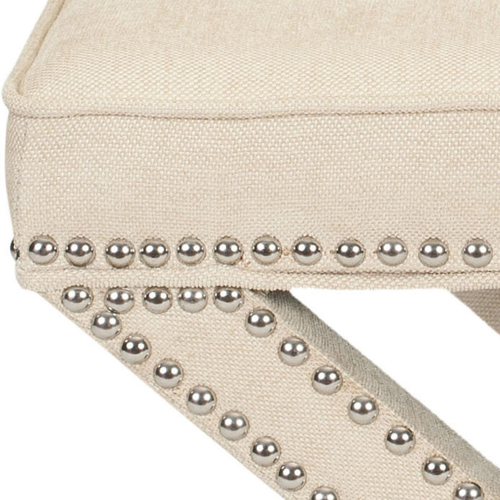 Safavieh Palmer Ottoman - Silver Nail Heads | Ottomans | Modishstore - 8