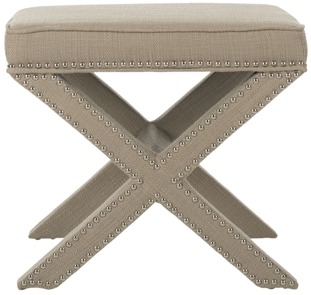 Safavieh Palmer Ottoman - Silver Nail Heads | Ottomans | Modishstore - 4