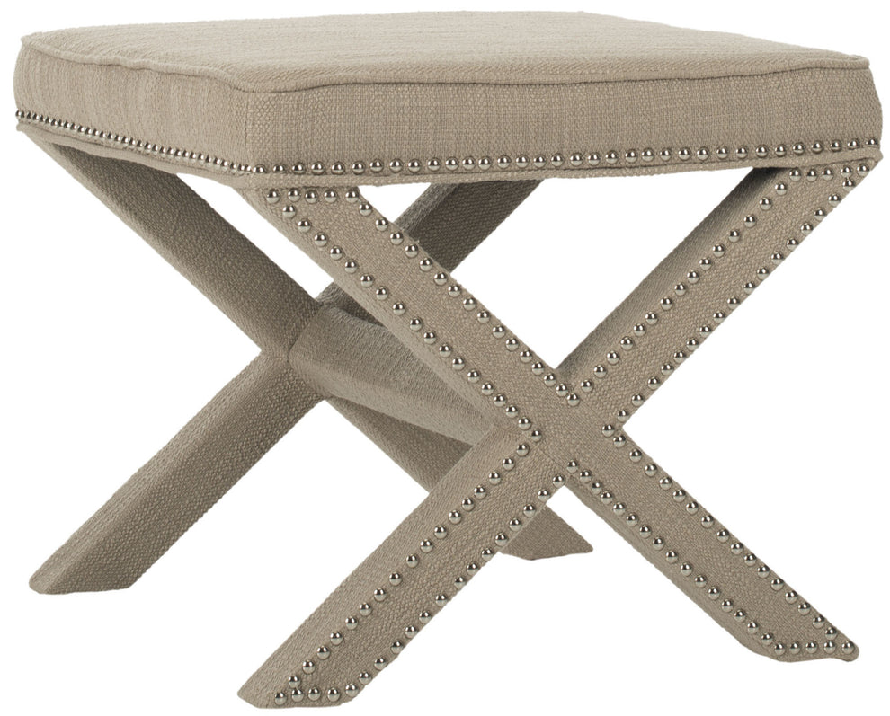 Safavieh Palmer Ottoman - Silver Nail Heads | Ottomans | Modishstore - 12