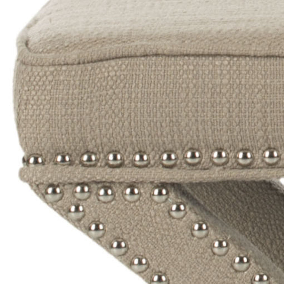 Safavieh Palmer Ottoman - Silver Nail Heads | Ottomans | Modishstore - 13