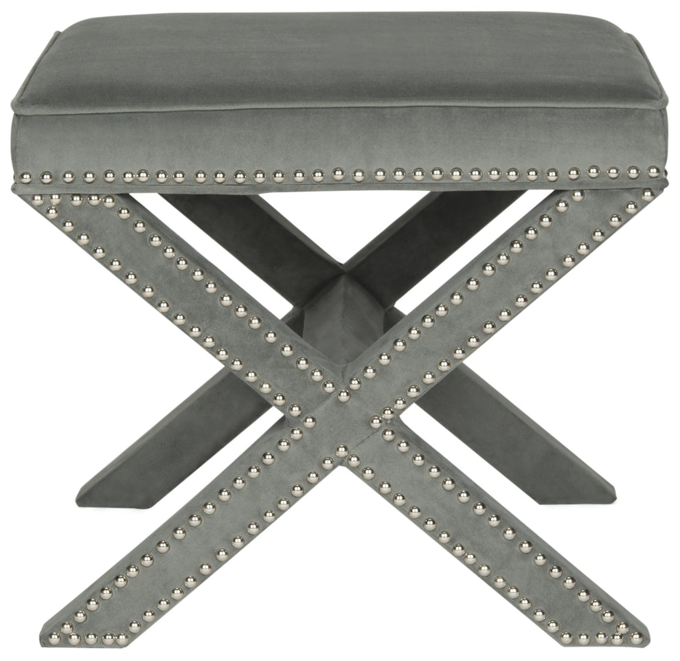 Safavieh Palmer Ottoman - Silver Nail Heads | Ottomans | Modishstore - 5
