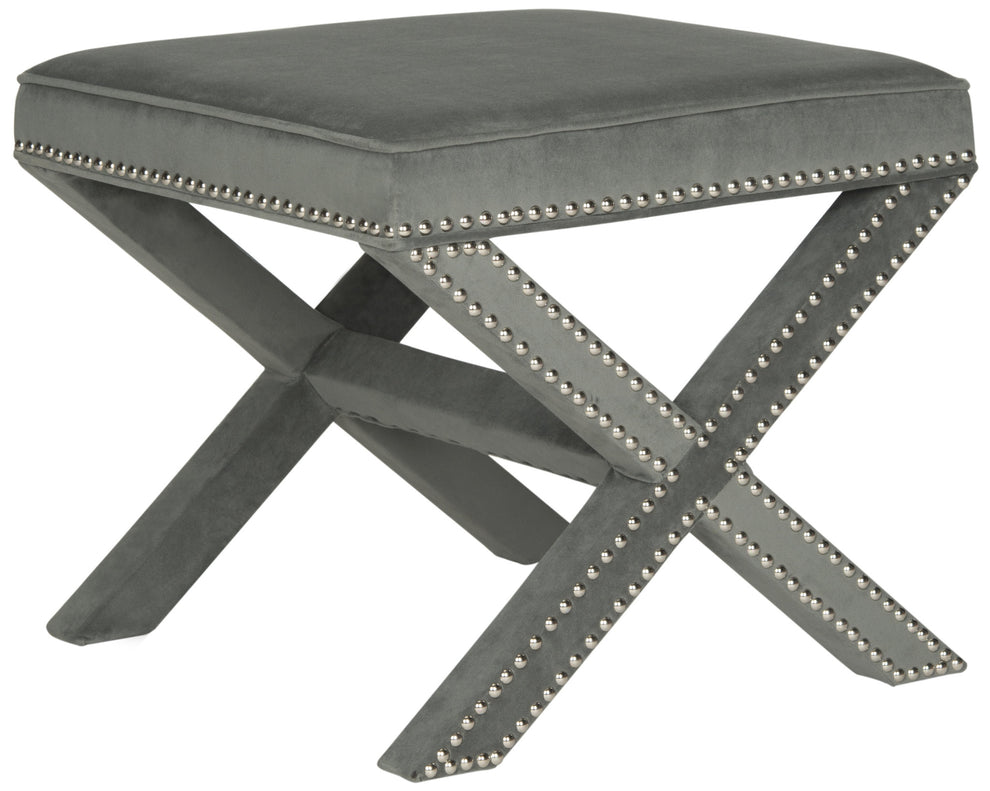 Safavieh Palmer Ottoman - Silver Nail Heads | Ottomans | Modishstore - 15