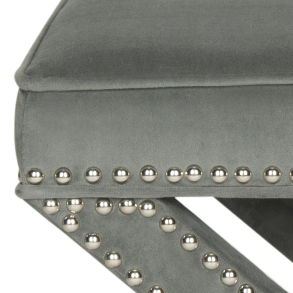 Safavieh Palmer Ottoman - Silver Nail Heads | Ottomans | Modishstore - 16