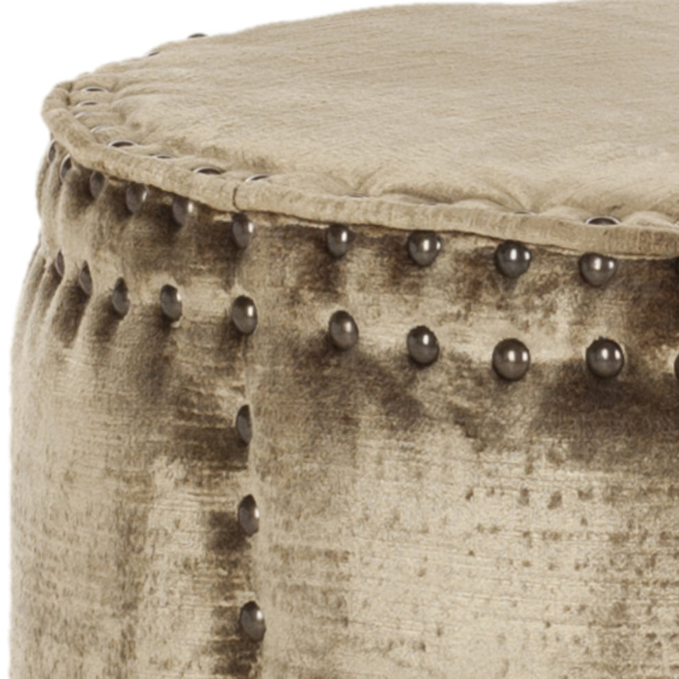 Safavieh Paula Ottoman - Brass Nail Heads | Ottomans | Modishstore - 4