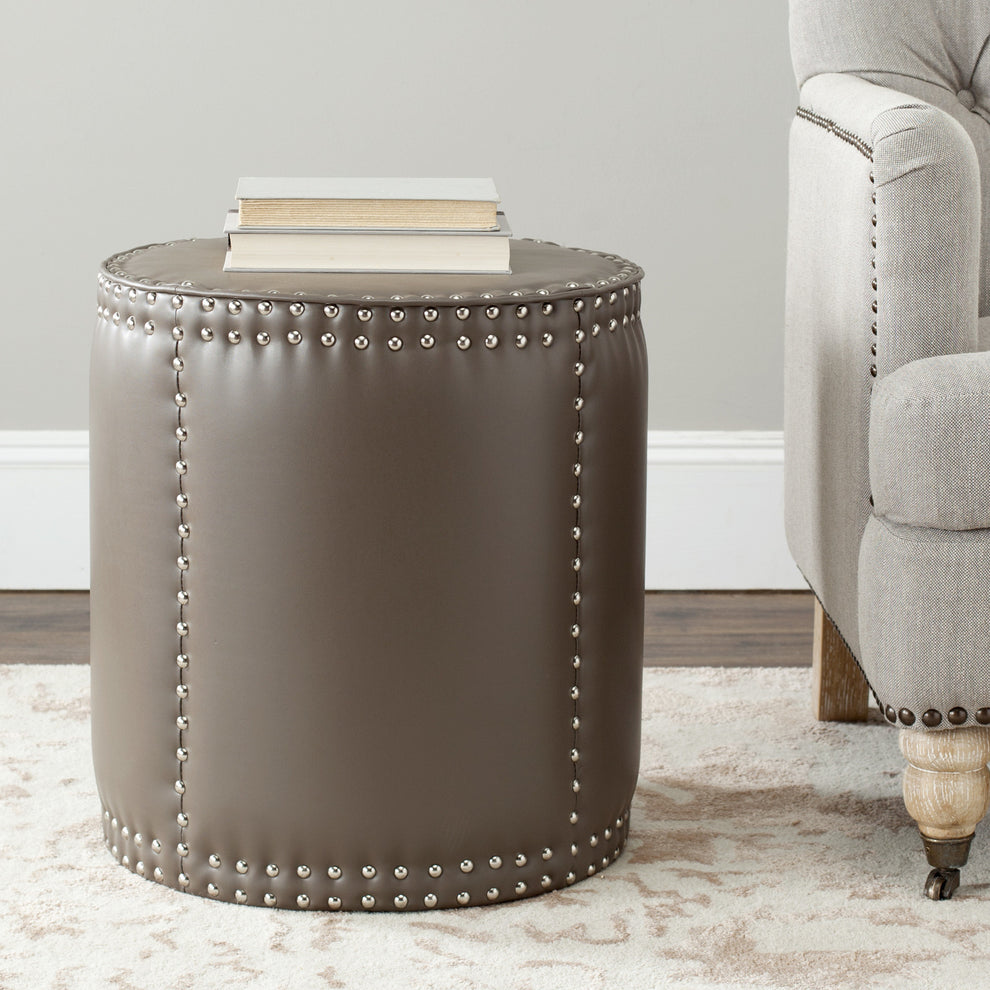 Safavieh Paula Ottoman - Silver Nail Heads | Ottomans | Modishstore - 1