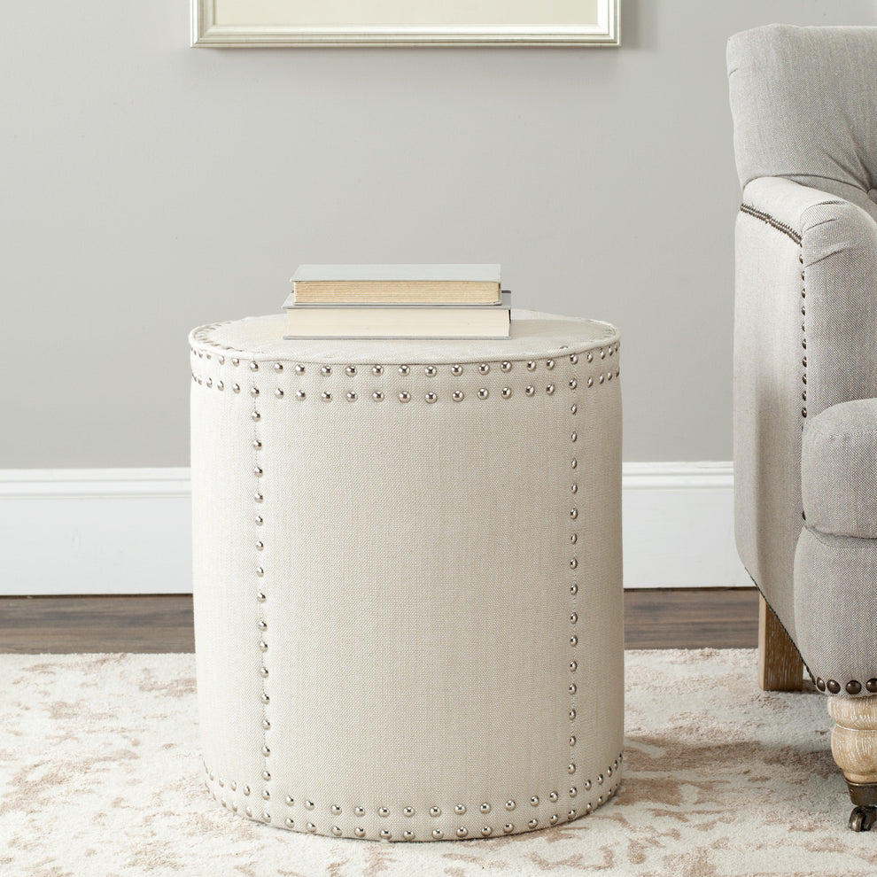 Safavieh Paula Ottoman - Silver Nail Heads | Ottomans | Modishstore - 4