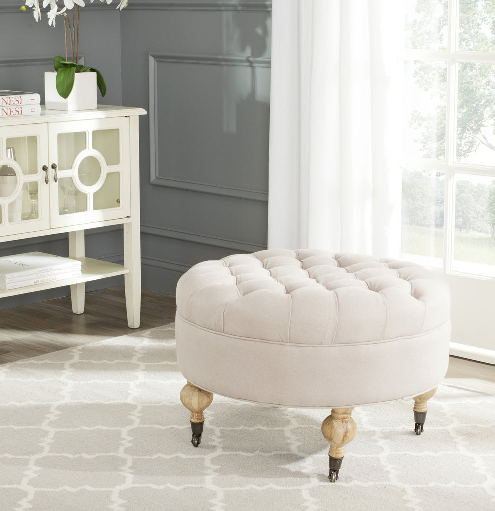 Safavieh Clara Tufted Round Ottoman | Ottomans | Modishstore - 1