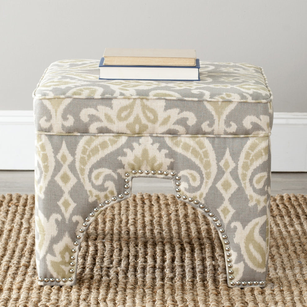 Safavieh Grant Ottoman - Silver Nail Heads | Ottomans | Modishstore - 16