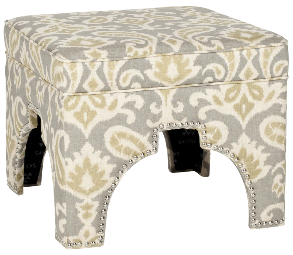 Safavieh Grant Ottoman - Silver Nail Heads | Ottomans | Modishstore - 32