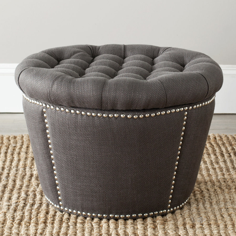Safavieh Vanessa Ottoman - Silver Nail Heads | Ottomans | Modishstore - 6