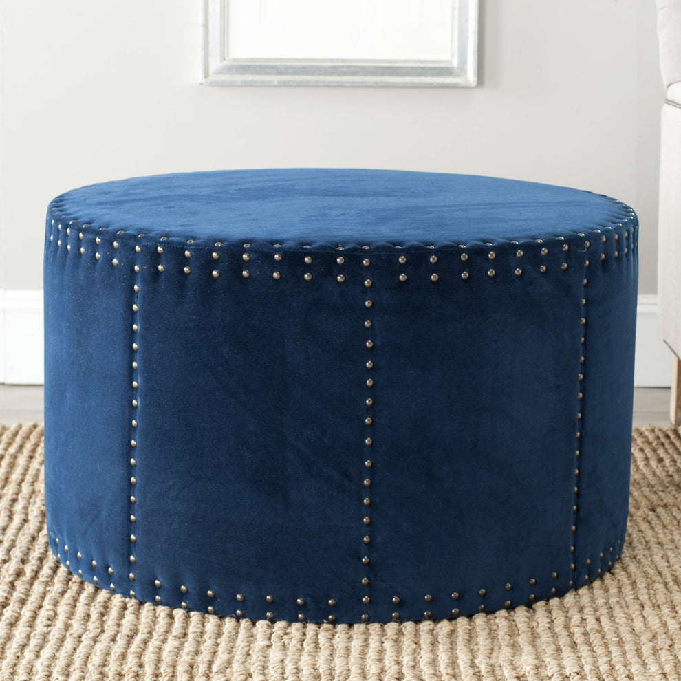 Safavieh Sherri Ottoman - Brass Nail Heads | Ottomans | Modishstore - 2