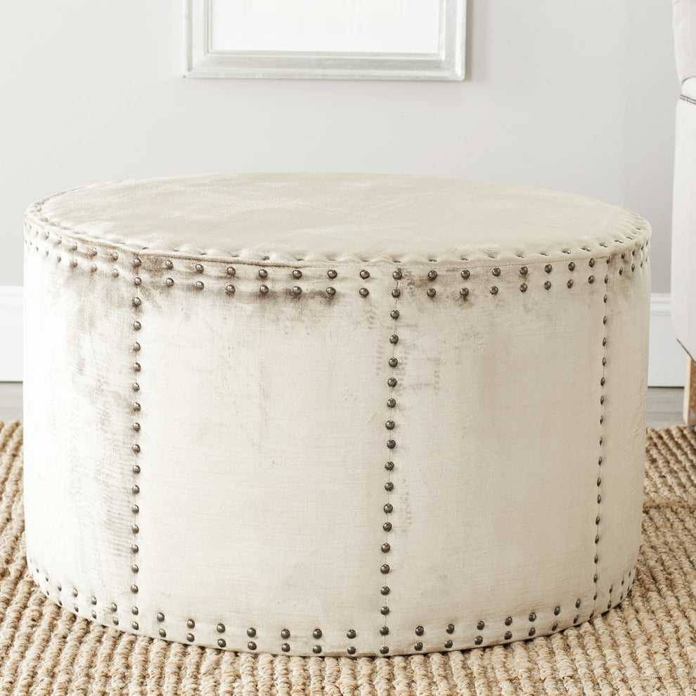 Safavieh Sherri Ottoman - Brass Nail Heads | Ottomans | Modishstore - 3