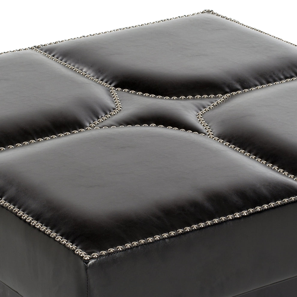 Safavieh Terrence Cocktail Ottoman - Silver Nail Heads | Ottomans | Modishstore - 8