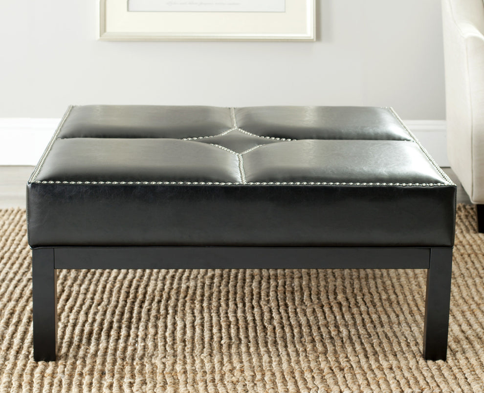 Safavieh Terrence Cocktail Ottoman - Silver Nail Heads | Ottomans | Modishstore - 1