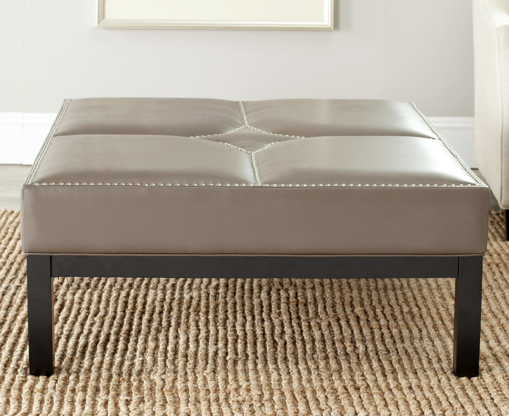 Safavieh Terrence Cocktail Ottoman - Silver Nail Heads | Ottomans | Modishstore - 6
