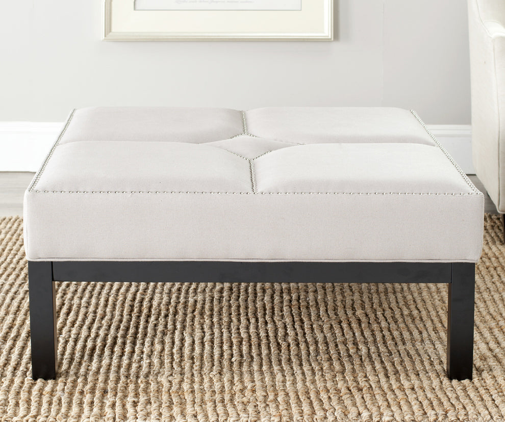 Safavieh Terrence Cocktail Ottoman - Silver Nail Heads | Ottomans | Modishstore - 7