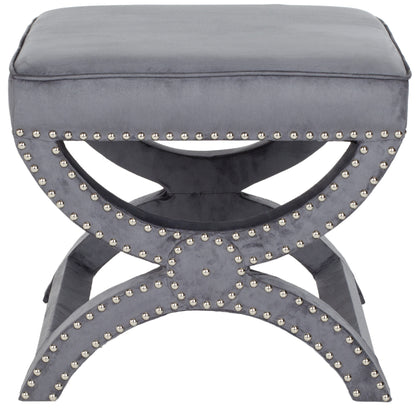 Safavieh Mystic Ottoman - Silver Nail Heads | Ottomans | Modishstore - 6