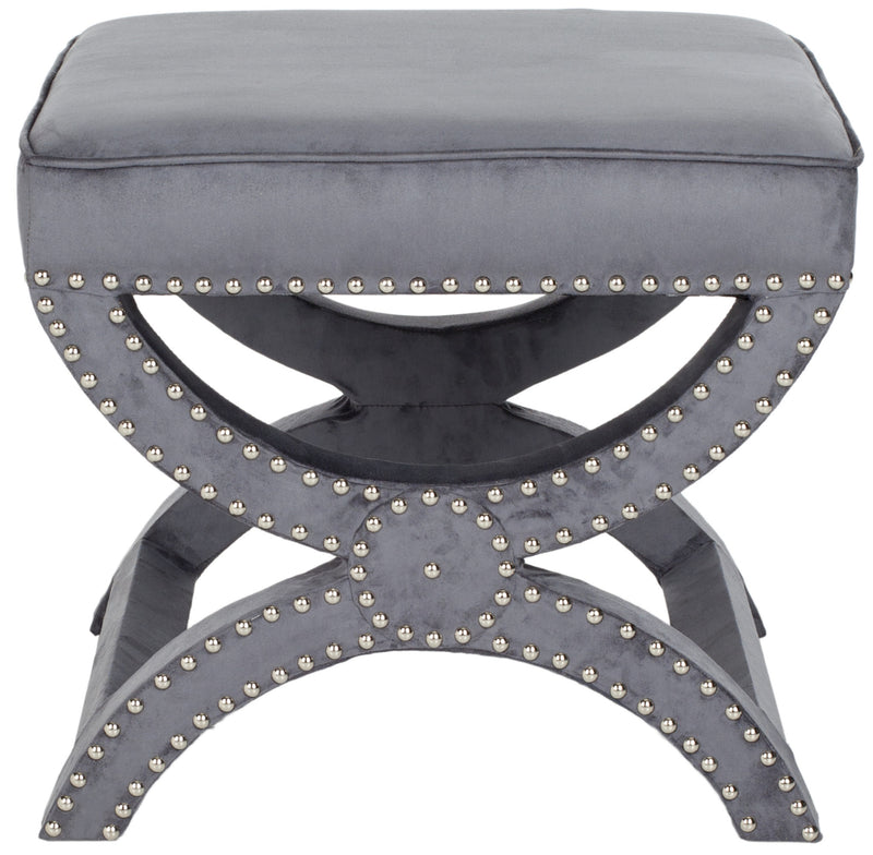 Safavieh Mystic Ottoman - Silver Nail Heads | Ottomans | Modishstore - 6