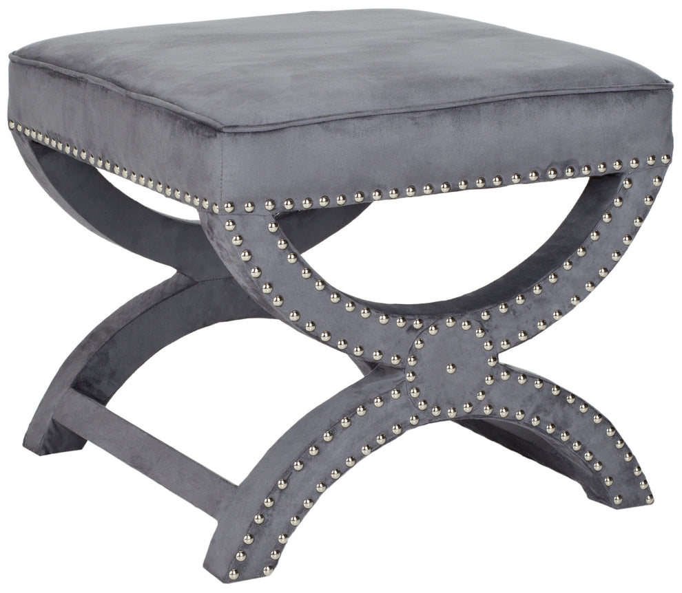 Safavieh Mystic Ottoman - Silver Nail Heads | Ottomans | Modishstore - 1