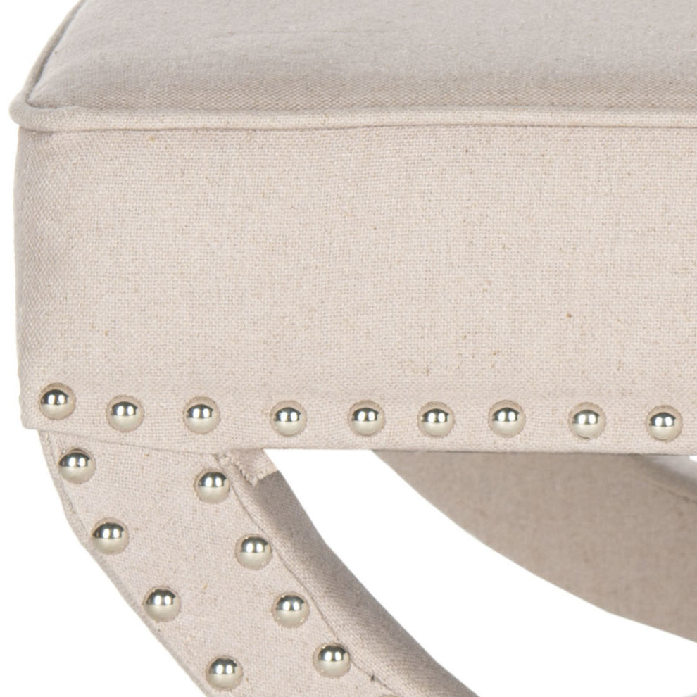 Safavieh Mystic Ottoman - Silver Nail Heads | Ottomans | Modishstore - 24