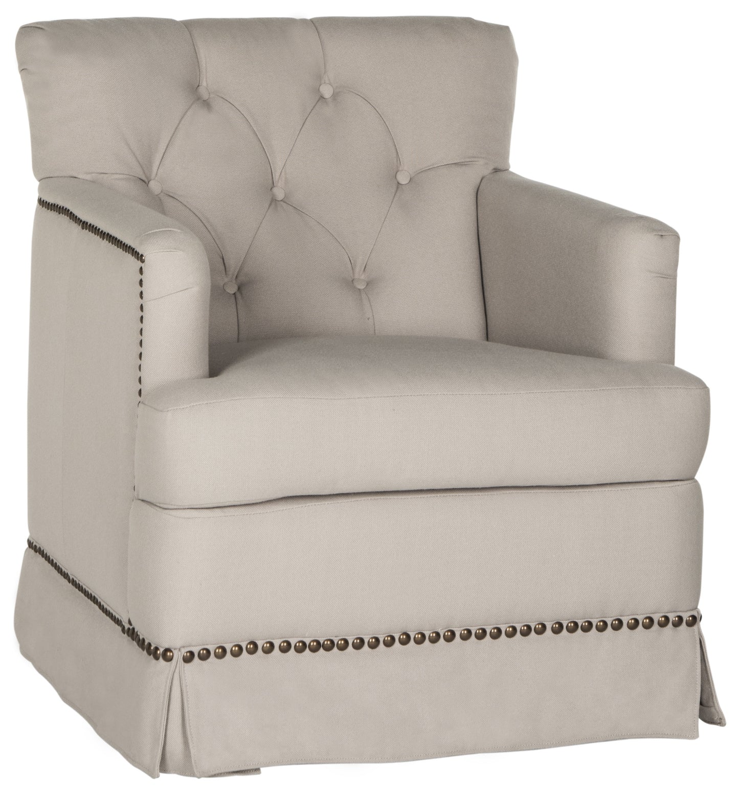 Safavieh Millicent Swivel Accent Chair - Brass Nail Heads | Accent Chairs | Modishstore - 1