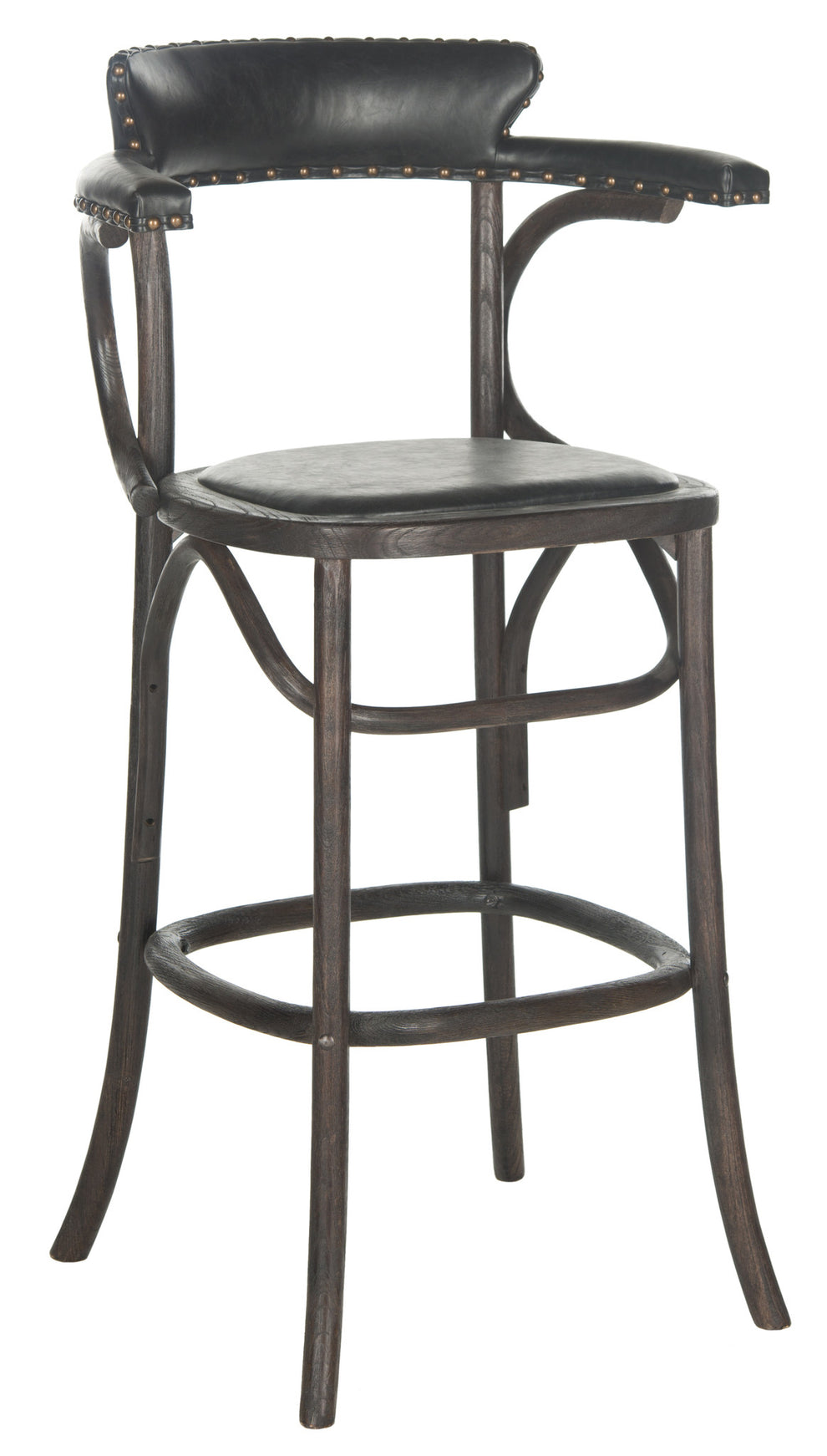 Safavieh Kenny Barstool - Brass Nail Heads | Bar Stools | Modishstore - 5