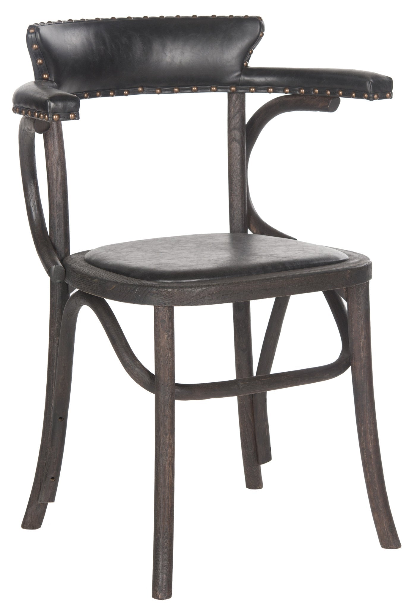 Safavieh Kenny Arm Chair - Brass Nail Heads | Dining Chairs | Modishstore - 4