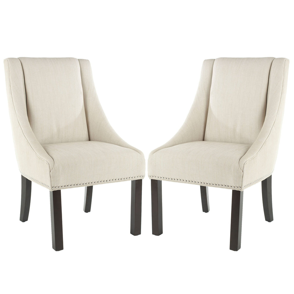 Safavieh Morris Sloping Arm Dining Chair Silver Nail Heads - Set Of 2 | Dining Chairs | Modishstore - 1