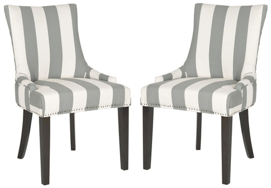 Safavieh Lester Awning Stripes Dining Chair Flat Nail Heads - Set Of 2 | Dining Chairs | Modishstore