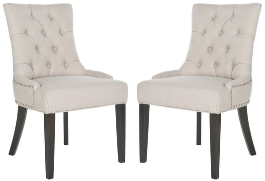 Safavieh Harlow Tufted Ring Chair Silver Nail Heads - Set Of 2 | Dining Chairs | Modishstore