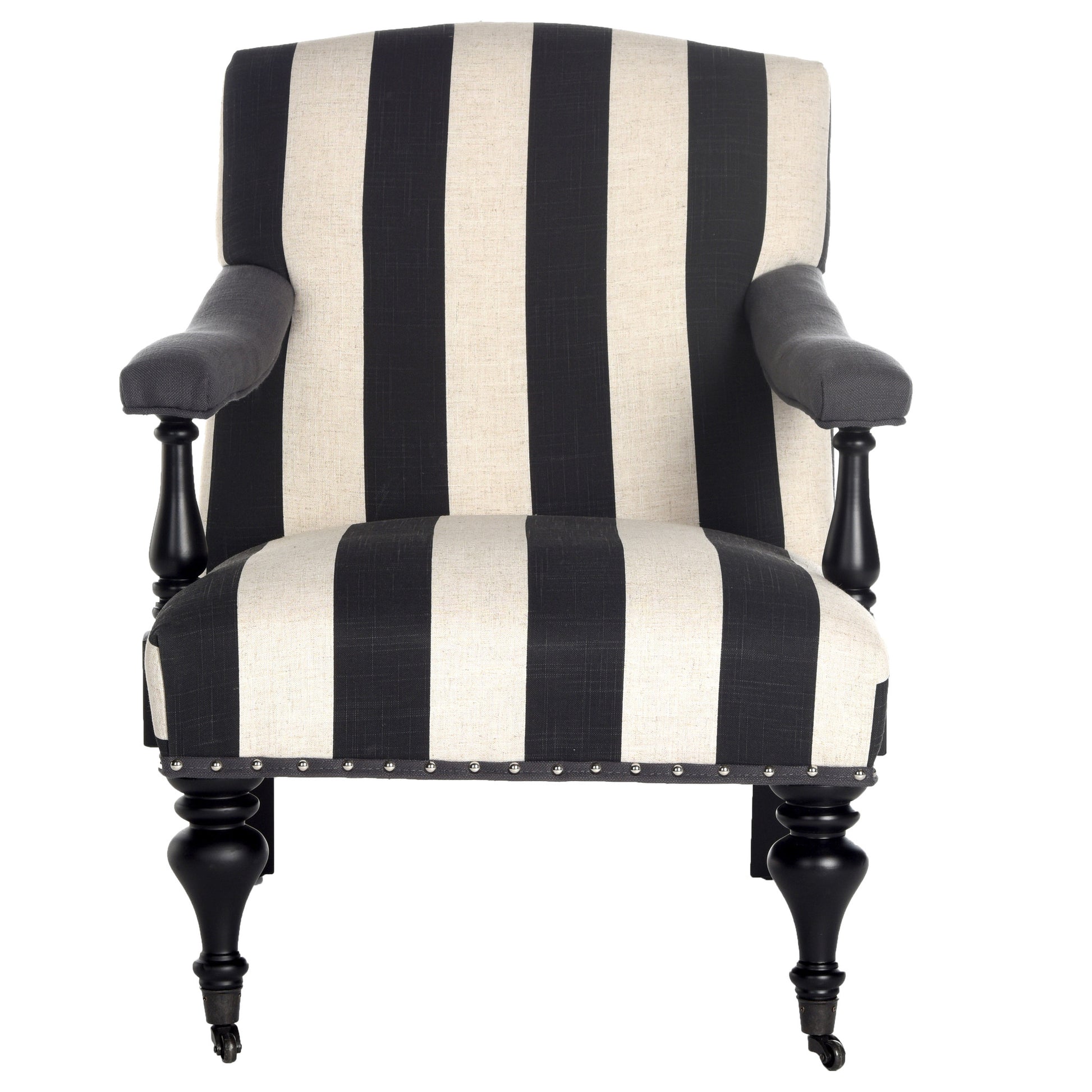 Safavieh Devona Awning Stripe Arm Chair - Silver Nail Heads | Armchairs |  Modishstore  - 2