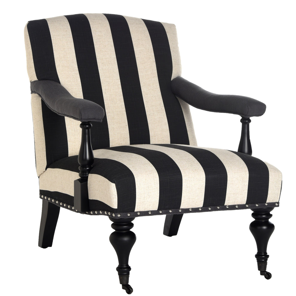 Safavieh Devona Awning Stripe Arm Chair - Silver Nail Heads | Armchairs | Modishstore - 5