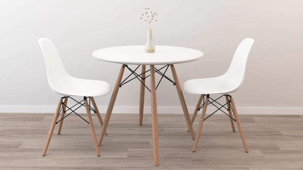 32" Round Eiffel Table Set - Wood Legs By Modholic | Dining Sets | Modishstore