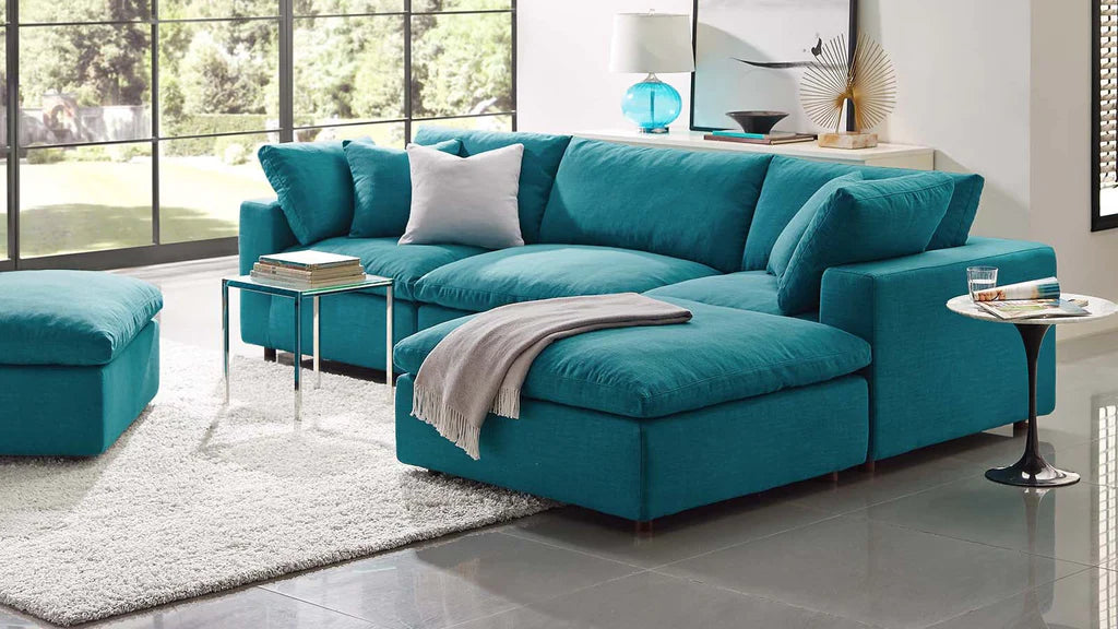 Feather 3 Seater Sectional Sofa With Ottoman By Modholic | Sectional | Modishstore - 5
