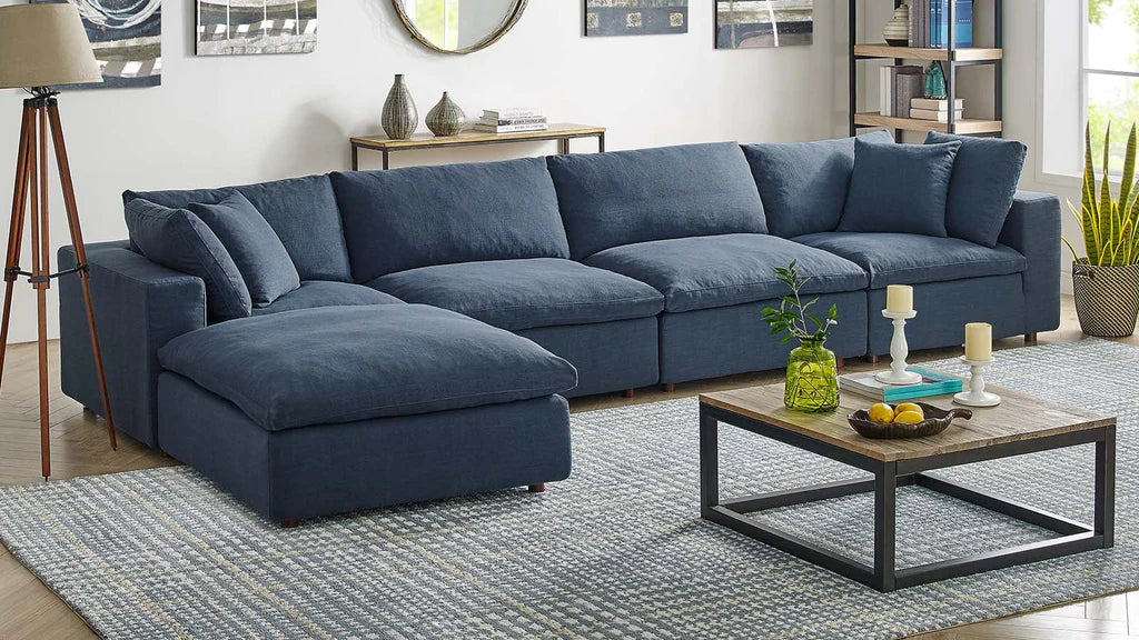 Feather 4 Seater Sectional Sofa With Ottoman By Modholic | Sectional | Modishstore