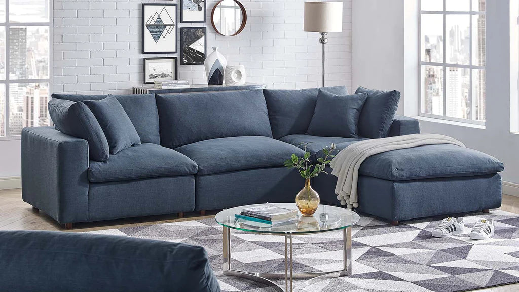 Feather 3 Seater Sectional Sofa With Ottoman By Modholic | Sectional | Modishstore
