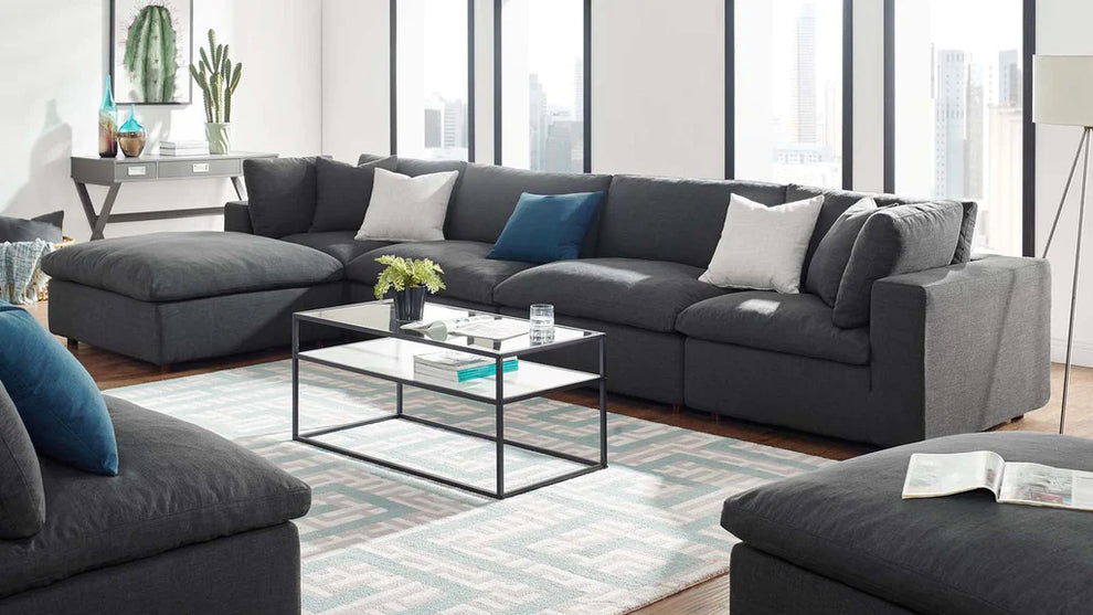 Feather 4 Seater Sectional Sofa With Ottoman By Modholic | Sectional | Modishstore - 3