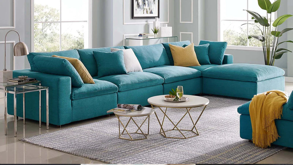 Feather 4 Seater Sectional Sofa With Ottoman By Modholic | Sectional | Modishstore - 5