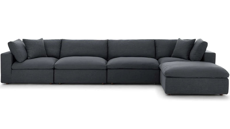 Feather 4 Seater Sectional Sofa With Ottoman By Modholic | Sectional | Modishstore - 4