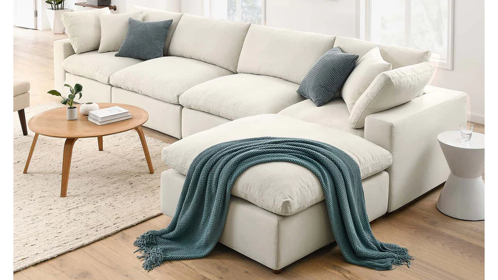 Feather 4 Seater Sectional Sofa With Ottoman By Modholic | Sectional | Modishstore - 7